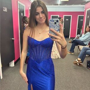 Sherri Hill Strapless Light Blue Prom Dress